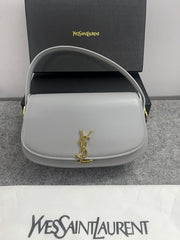 YSL Saint Laurent Voltaire Leather Shoulder Bag With OG Box & Dust Bag (83-1 Grey)