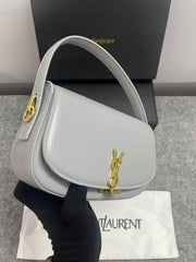 YSL Saint Laurent Voltaire Leather Shoulder Bag With OG Box & Dust Bag (83-1 Grey)