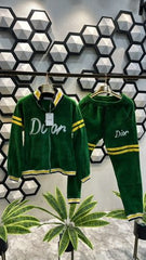 CHRISTIAN DIOR VELVET PARTY WEAR PREMIUM GREEN TRACKSUIT