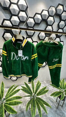 CHRISTIAN DIOR VELVET PARTY WEAR PREMIUM GREEN TRACKSUIT