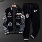 LV ALL OVER LOGO PACTHED PREMIUM BLACK TRACKSUIT