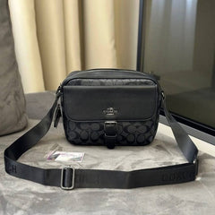 Coach Hudson Unisex Crossbody Signature Canvas With Dust Bag (C8316 Black)