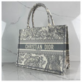 Christian Dior Book Tote With OG Box & Dust Bag & Scarf (Grey_Tiger-M929_36Cm)