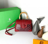 Goyard Red Goyardine Coated Canvas and Leather Mini Saigon Top Handle Bag With Dust Bag