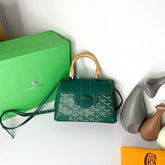 Goyard Green Goyardine Coated Canvas and Leather Mini Saigon Top Handle Bag With Dust Bag
