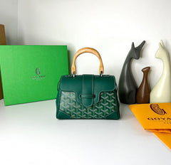 Goyard Green Goyardine Coated Canvas and Leather Mini Saigon Top Handle Bag With Dust Bag
