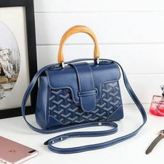 Goyard Navy Blue Goyardine Coated Canvas and Leather Mini Saigon Top Handle Bag With Dust Bag