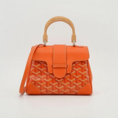 Goyard Orange Goyardine Coated Canvas and Leather Mini Saigon Top Handle Bag With Dust Bag