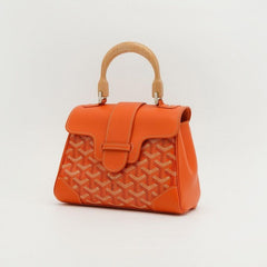 Goyard Orange Goyardine Coated Canvas and Leather Mini Saigon Top Handle Bag With Dust Bag