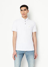Armani Exchange White Embroidery Patch Logo Premium Polo T-Shirt