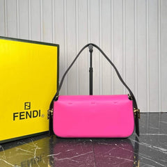 Fendi Baguette Twist Premium Shoulder Crossbody Bag With OG Box & Dust Bag & 2 Belts (Pink-930)
