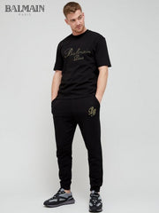 Balmain Paris Black Embroidery Logo Designer Imported Tracksuit