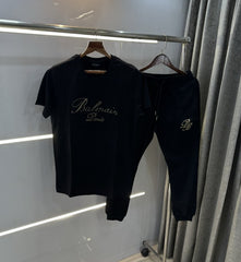 Balmain Paris Black Embroidery Logo Designer Imported Tracksuit