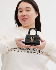 Coach Sammi Top Handle In Signature 12 Bag With OG Box & Dust Bag Black