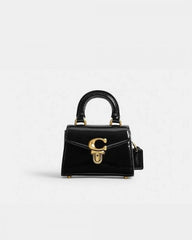 Coach Sammi Top Handle In Signature 12 Bag With OG Box & Dust Bag Black