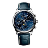 Longines Master Collection Automatic watch blue dial blue leather strap