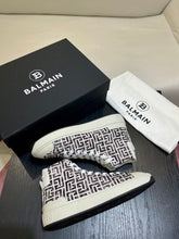 Balmain B court monogram high top sneaker white black