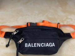 Balenciaga Unisex Waist Pouch Track Belt Bag Signature With Dust Bag (B16 Orange)