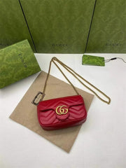 Gucci GG Marmont Mini Matelasse Shoulder Bag With OG Box & Dust Bag (Red 910)