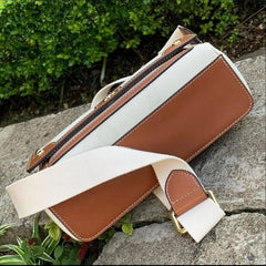 Burberry Horseferry Canvas Leather Shoulder Bag Beige Brown With OG Box & Dust Bag 1208 White Canvas