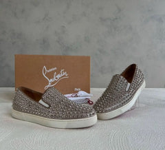 Christian Louboutin Spikes Slipons Silver Premium