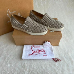 Christian Louboutin Spikes Slipons Silver Premium