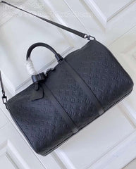 Louis Vuitton LV M44810 Keepall Bandoulire Premium Monogram Unisex Duffle Bag With Dust Bag & Accessories (Black - 861)
