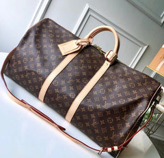 Louis Vuitton LV M41414 Keepall Bandoulire Premium Monogram Unisex Duffle Bag With Dust Bag & Accessories (Brown - 862)