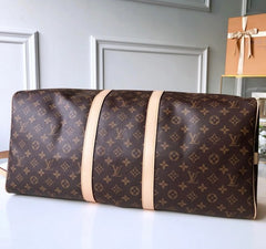 Louis Vuitton LV M41414 Keepall Bandoulire Premium Monogram Unisex Duffle Bag With Dust Bag & Accessories (Brown - 862)