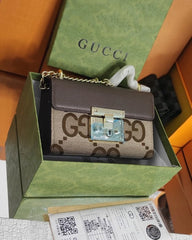 Gucci GG Supreme Monogram Small Padlock Shoulder Bag Black Mystic With OG Box & Dust Bag (409487 Brown)
