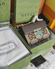 Gucci GG Supreme Monogram Small Padlock Shoulder Bag Black Mystic With OG Box & Dust Bag (409487 Brown)