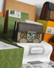 Gucci GG Supreme Monogram Small Padlock Shoulder Bag Black Mystic With OG Box & Dust Bag (409487 Brown)