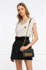 Versace Jeans Couture Saffiano Lock Crossbody Bag With OG Gift Box & Dust Bag (Black - VA029)