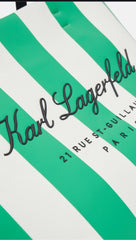 Karl Lagerfeld Hotel Beach Stripe Tote With Dust Bag Green Beige
