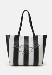 Karl Lagerfeld Hotel Beach Stripe Tote With Dust Bag Black White