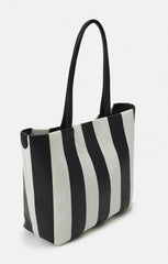 Karl Lagerfeld Hotel Beach Stripe Tote With Dust Bag Black White