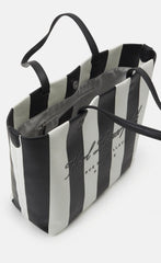 Karl Lagerfeld Hotel Beach Stripe Tote With Dust Bag Black White