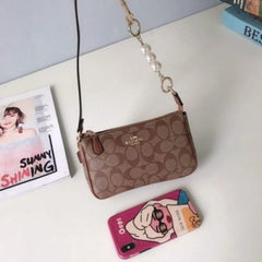 Coach Nolita 18 Brown Sling Bag With Box Dust Bag Sling Chain