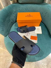 Hermes Premium Slides Blue And Black