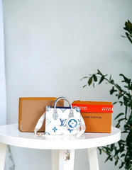 Louis Vuitton LV M22976 On The Go Pochette With OG Double Box & Dust Bag - Coin Pouch (White Blue - 620)