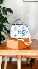 Louis Vuitton LV M22976 On The Go Pochette With OG Double Box & Dust Bag - Coin Pouch (White Blue - 620)