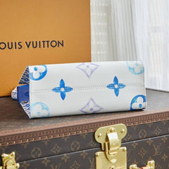 Louis Vuitton LV M22976 On The Go Pochette With OG Double Box & Dust Bag - Coin Pouch (White Blue - 620)