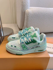 Virgil Abloh Iconic LV Trainer sneaker Green With Double Box