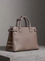 Burberry Medium Banner Handbag With Dust Bag & Shoulder Strap (Apricot-983)