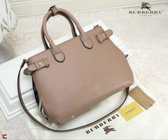 Burberry Medium Banner Handbag With Dust Bag & Shoulder Strap (Apricot-983)