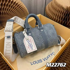 Louis Vuitton Lv Monogram Washed Denim High Quality Mini Duffle Bag With Double Box Packing M22762 Denim