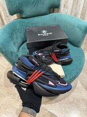 Balmain Unicorn sneakers neoprene and leather Black Blue Pink