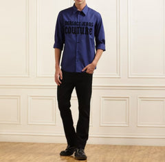 VERSACE IMPORTED FRONT VELVET LETTER EMBOSSED VERY PREMIUM PARTY WEAR SHIRT