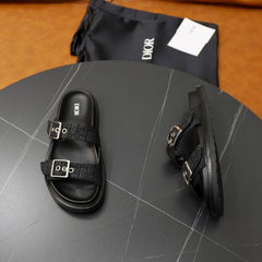 UA Dior Aqua Sandal All Black Oblique jacquard