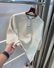 Adidas Cream Embroidery Logo Imported Sweatshirt